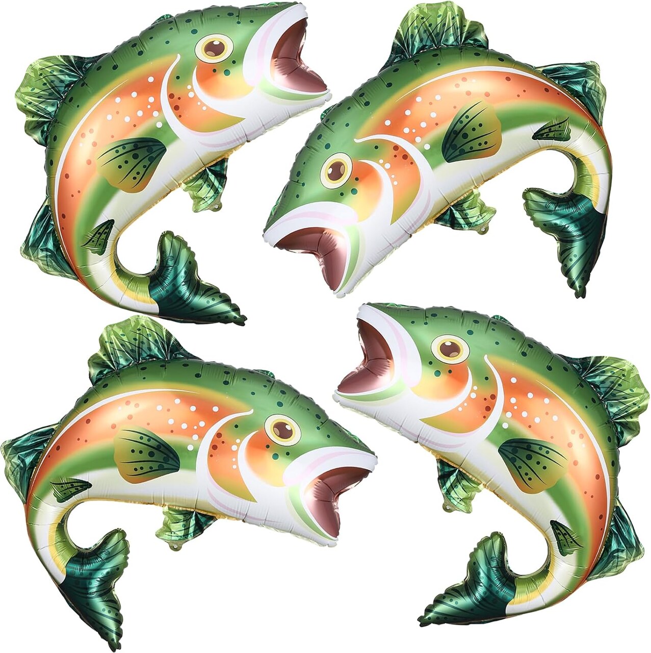 Rainbow Trout Fish Balloons – 4 PCS 27 Inch Fishing Foil Balloons for “O-Fish-ally One” Birthday, Fishing Themed Parties, Baby Showers, and Father’s Day (Green 4pcs)